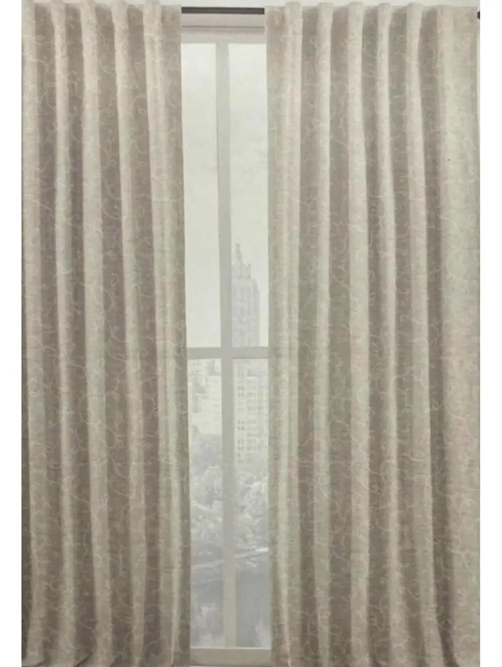 Lauren Ralph Lauren Ivory Fallbrook Embroidered Linen Curtains 4 Panels 54x84